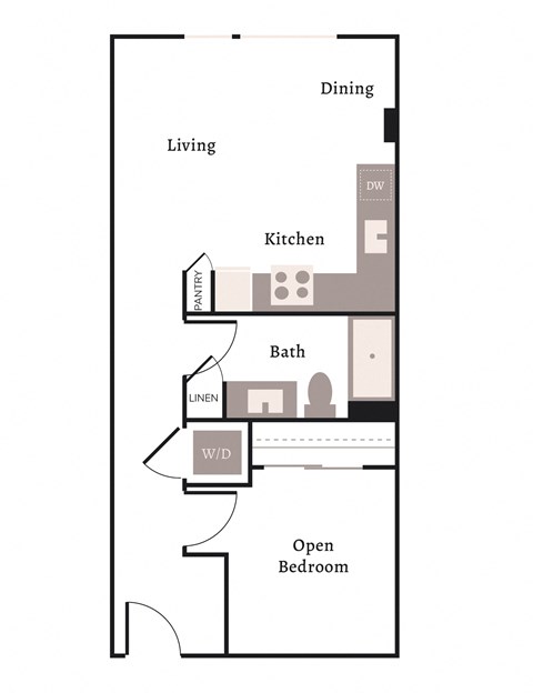 a floor plan of a 1 bedroom apartment